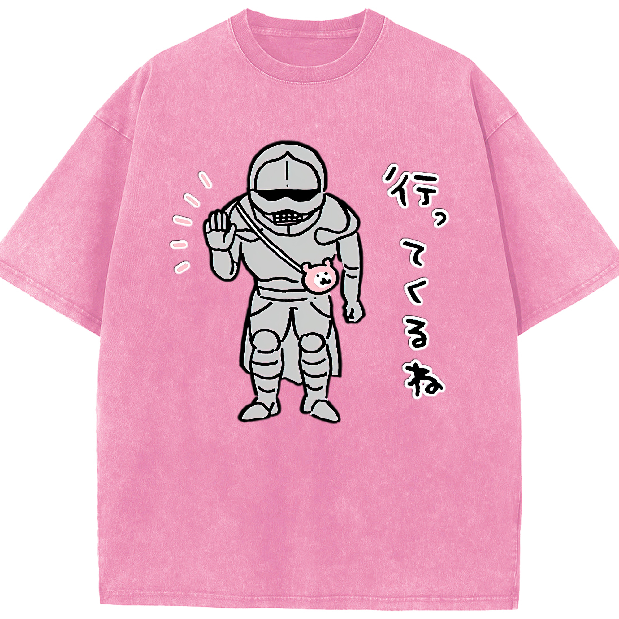 （画像用） ちいかわ 労働の鎧さん Chii-kawa Mr. Armor of Labor 綿100% ヴィンテージ風 半袖Tシャツ（フロントプリント）
